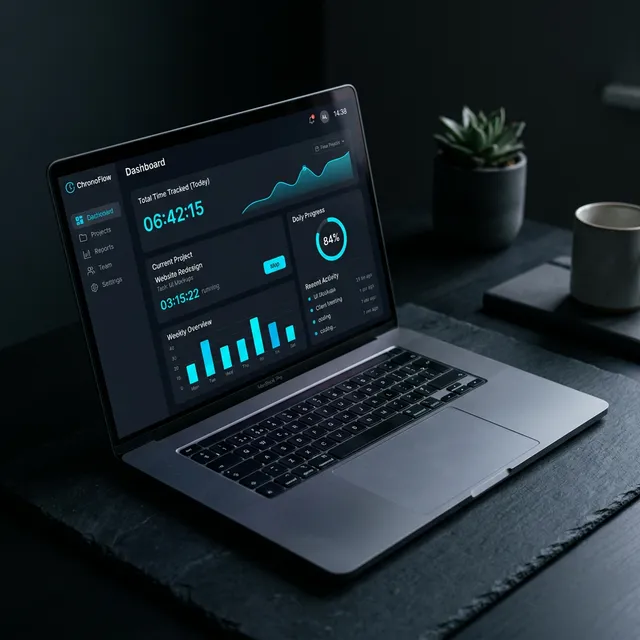 ChronoFlow dashboard on MacBook